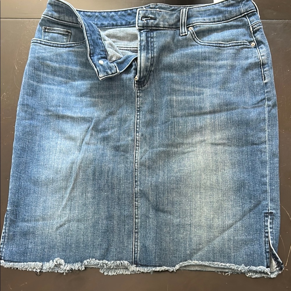 Medium wash denim skirt from Chico’s